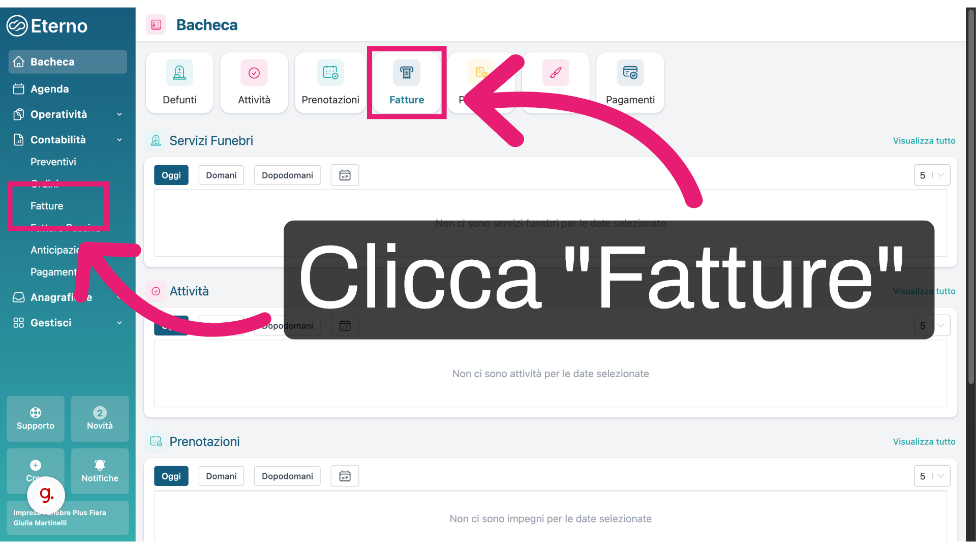 Clicca 'Fatture'