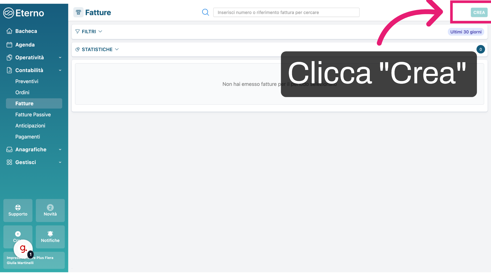 Clicca 'crea'